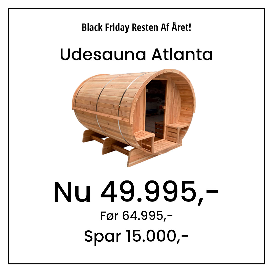 Udesauna Atlanta Før 64.995,- Nu 49.995,- Spar 15.000,-