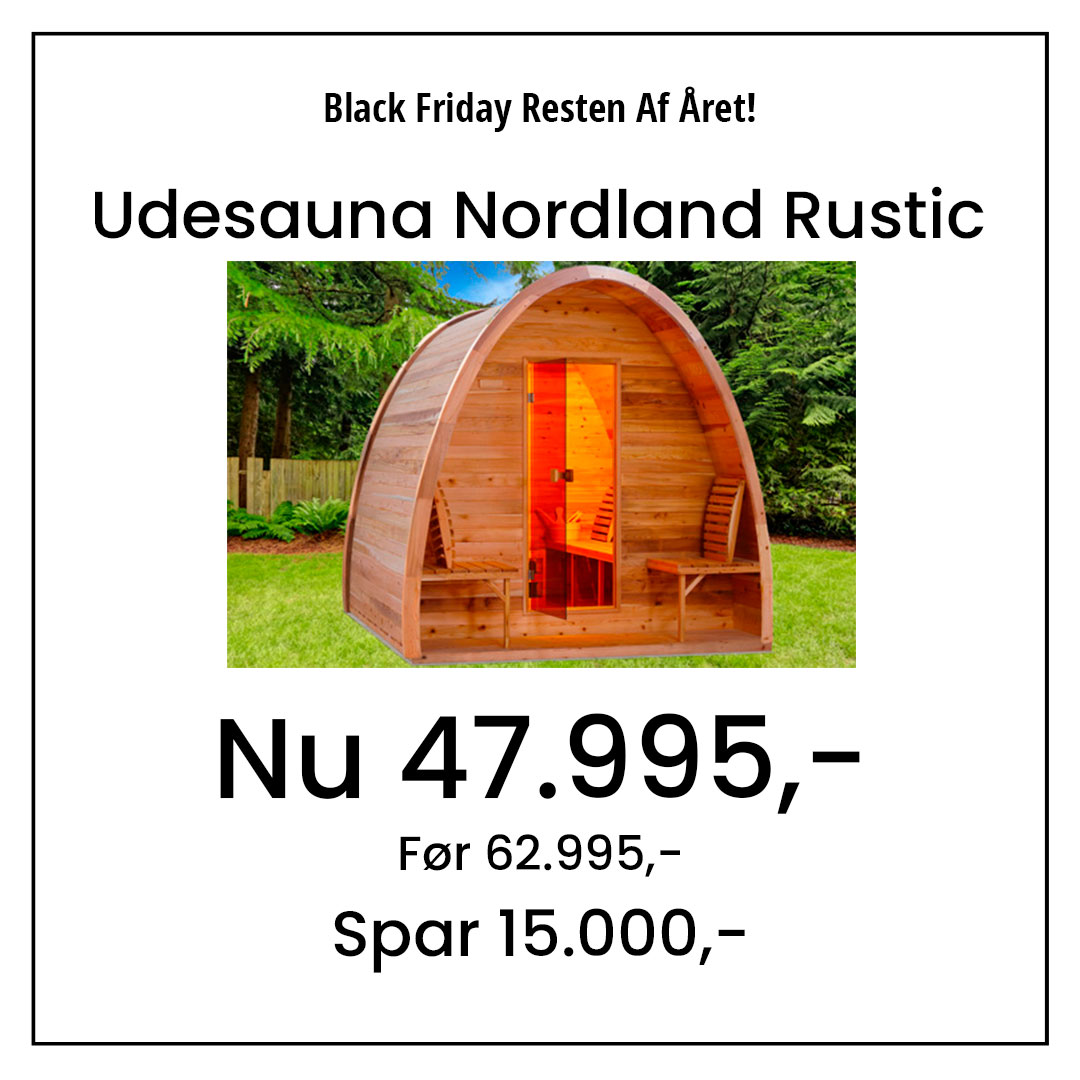 Udesauna Nordland Rustic Før 62.995,- Nu 47.995,- Spar 15.000,-