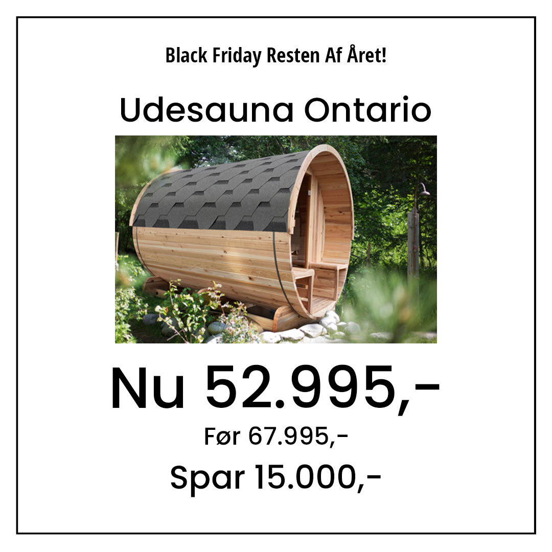 Udesauna Ontario Før 67.995,- Nu 52.995,- Spar 15.000,-