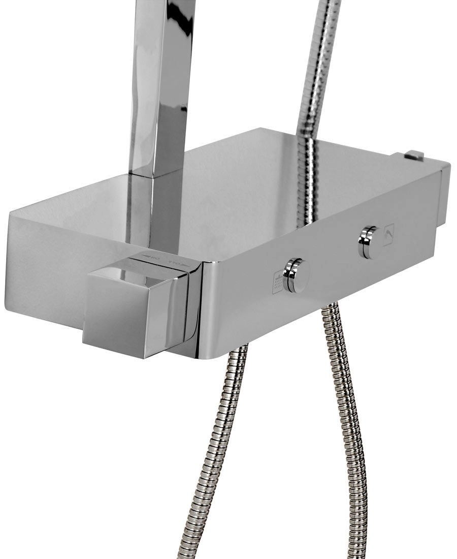 Hyldeformet blandingsbatteri for 5001 Rainbow 3D Shelf bruser. Fra SPA Kompagniet.