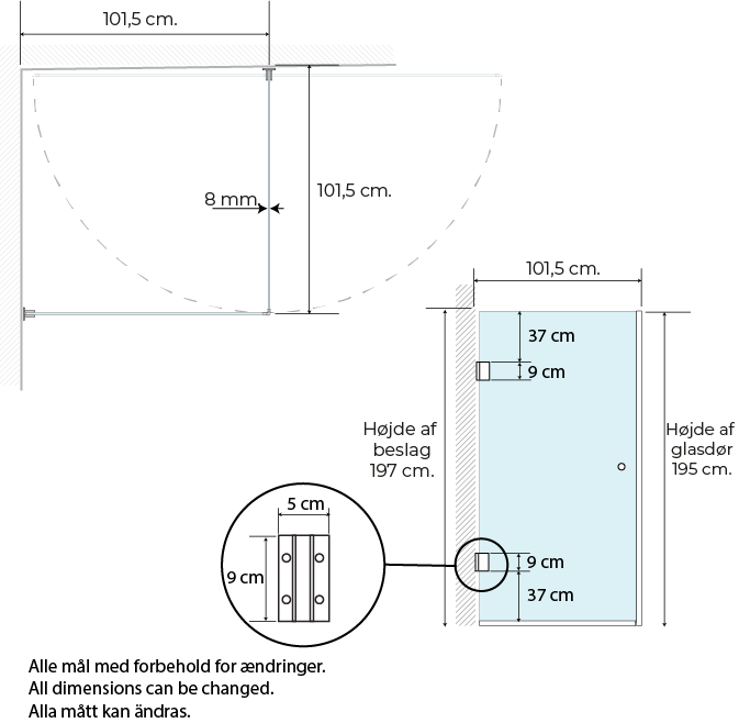 Premium lige brusehjørne W08C 101,5 cm - Billede 3