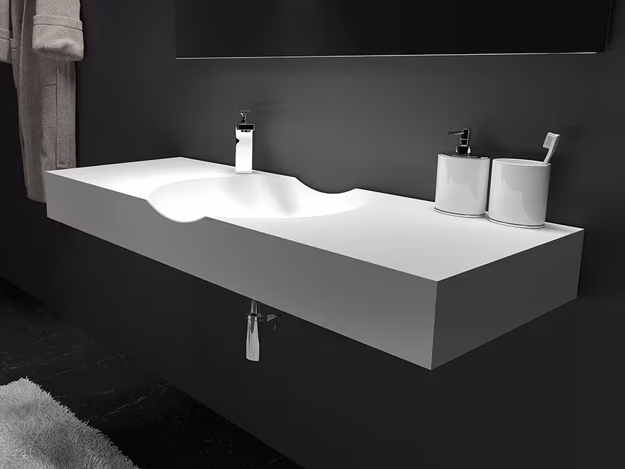 5515 Mando RockSolid stenhåndvask i badeværelse. | SPA Kompagniet