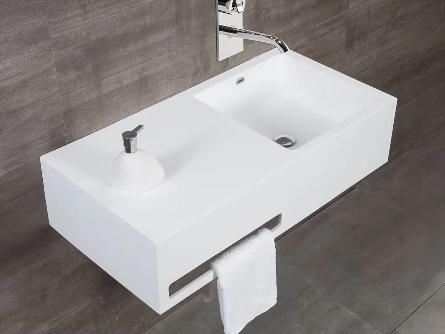 5522 Samsø RockSolid stenhåndvask, monteret. | SPA Kompagniet