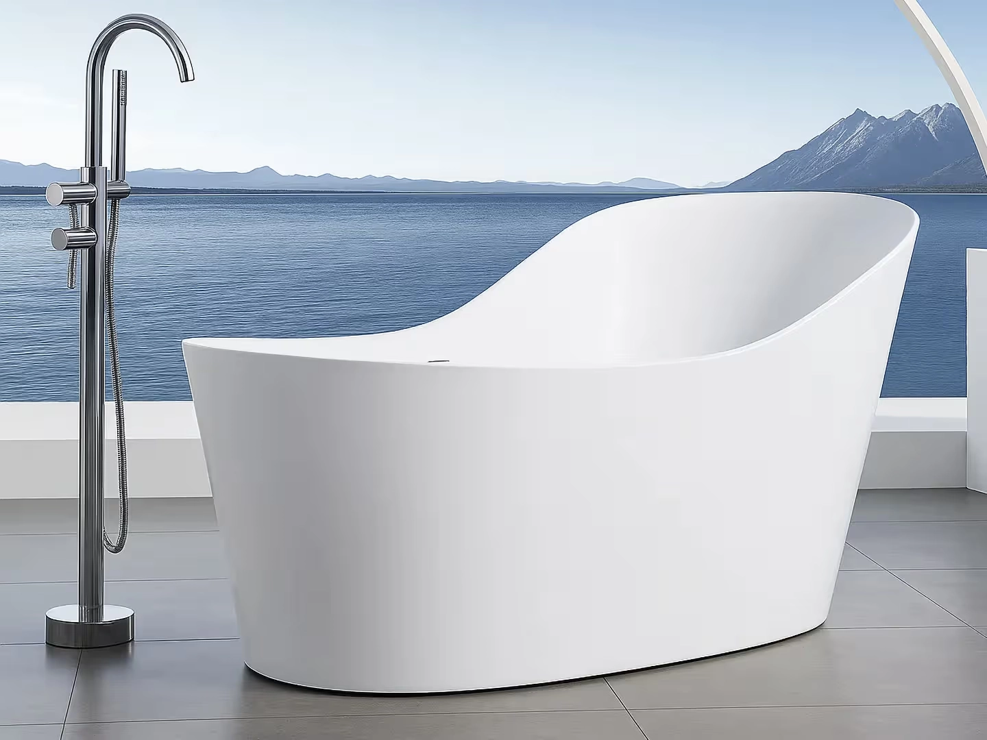 Stenbadekar Trent RockSolid 6518 i badeværelsesmiljø. Fra SPA Kompagniet
