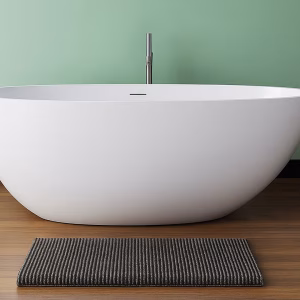 Rimini RockSolid stenbadekar 145 cm i badeværelsesmiljø. Fra SPA Kompagniet.