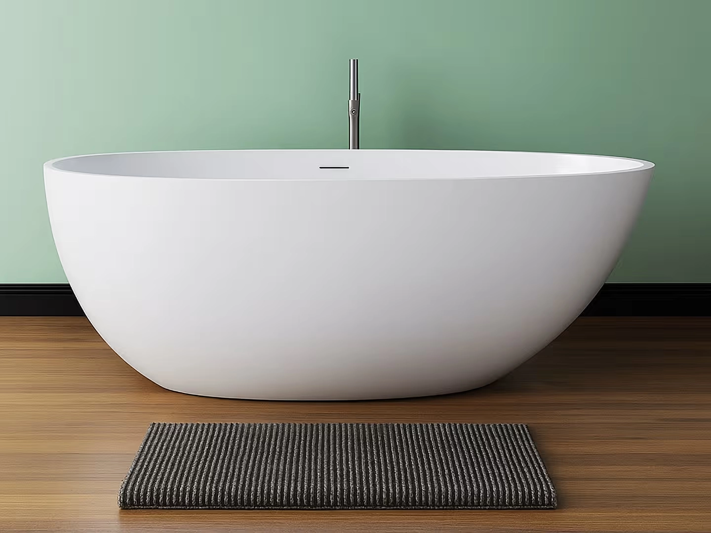 Rimini RockSolid stenbadekar 145 cm i badeværelsesmiljø. Fra SPA Kompagniet.