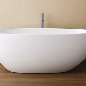 Rimini RockSolid stenbadekar 185 cm i badeværelsesmiljø. Fra SPA Kompagniet.