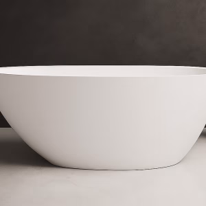 Rimini Uno RockSolid stenbadekar 150 cm i badeværelsesmiljø. Fra SPA Kompagniet.