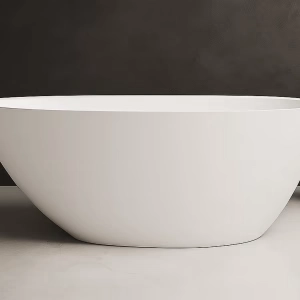 Rimini Uno RockSolid stenbadekar 150 cm i badeværelsesmiljø. Fra SPA Kompagniet.