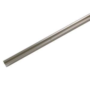 U-profil til brusevæg, poleret aluminium. Fra SPA Kompagniet.