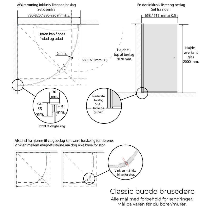 Classic afrundet brusehjørne - 4105-4011