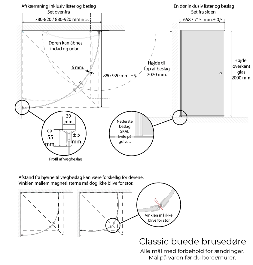Classic afrundet brusehjørne - 4106, 4013