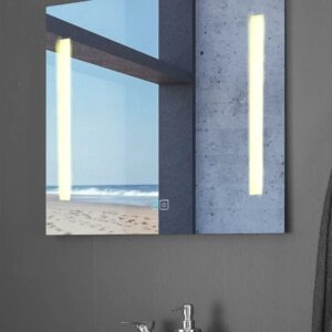 5437 Slimline antidug spejl med LED lys. 80x60 cm. Fra SPA Kompagniet