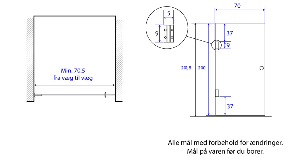 Premium svingdør 200×70 frost - Billede 2