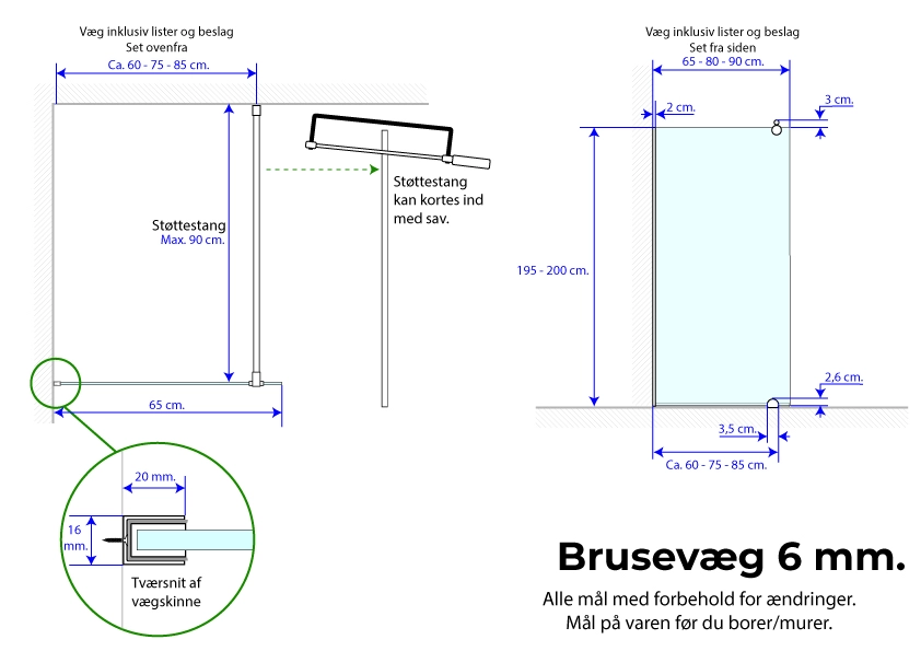 Classic brusevæg, B: 80 x H: 200 cm - Billede 2
